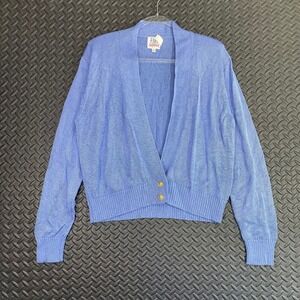 Vintage Fia Italia Handloomed Light Blue 2 Button Cardigan‎ Sweater Women's XL